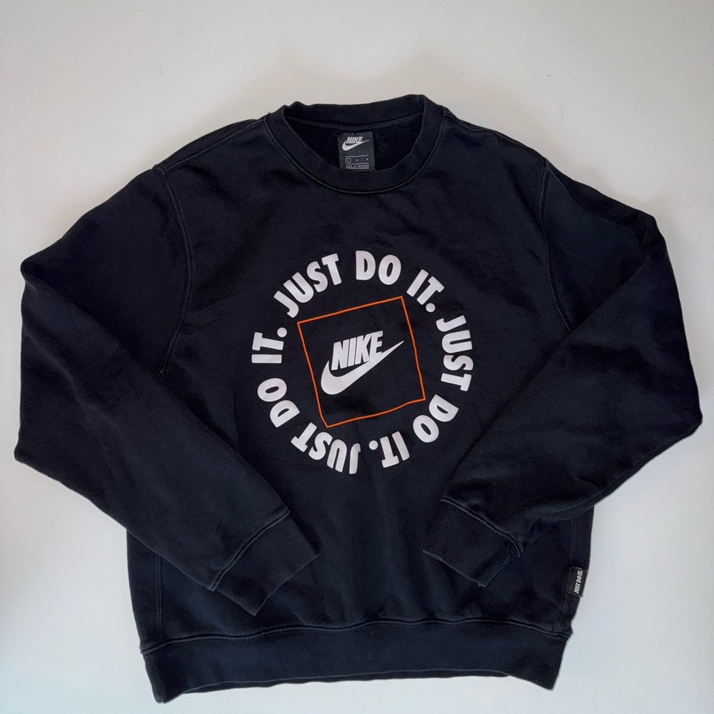 Nike Men’s Large Just Do It Crew Neck Sweatshirt Black - Picture 1 of 6